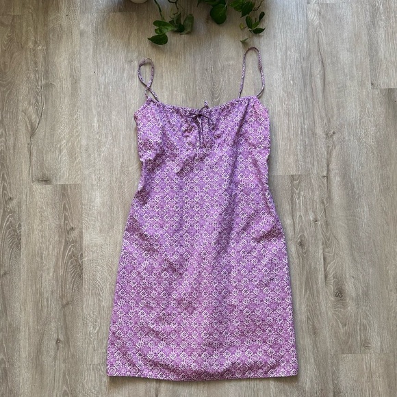 Vintage Purple Floral Milkmaid Slip Dress - Picture 1 of 5